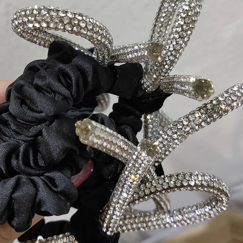 Diamante-studded bow hair tie