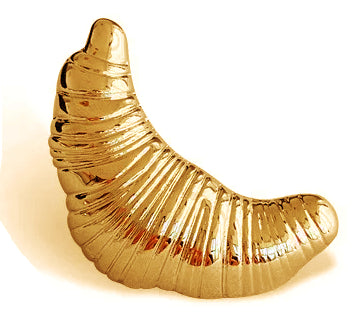 Unisex Croissant Brooch in Gold