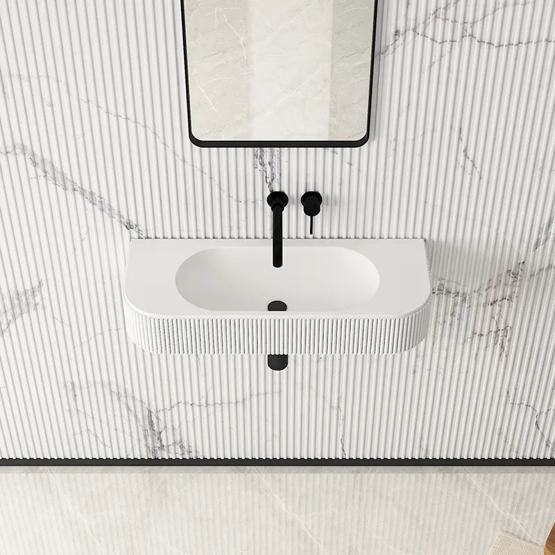 Artificial Stone Wall Sink in White