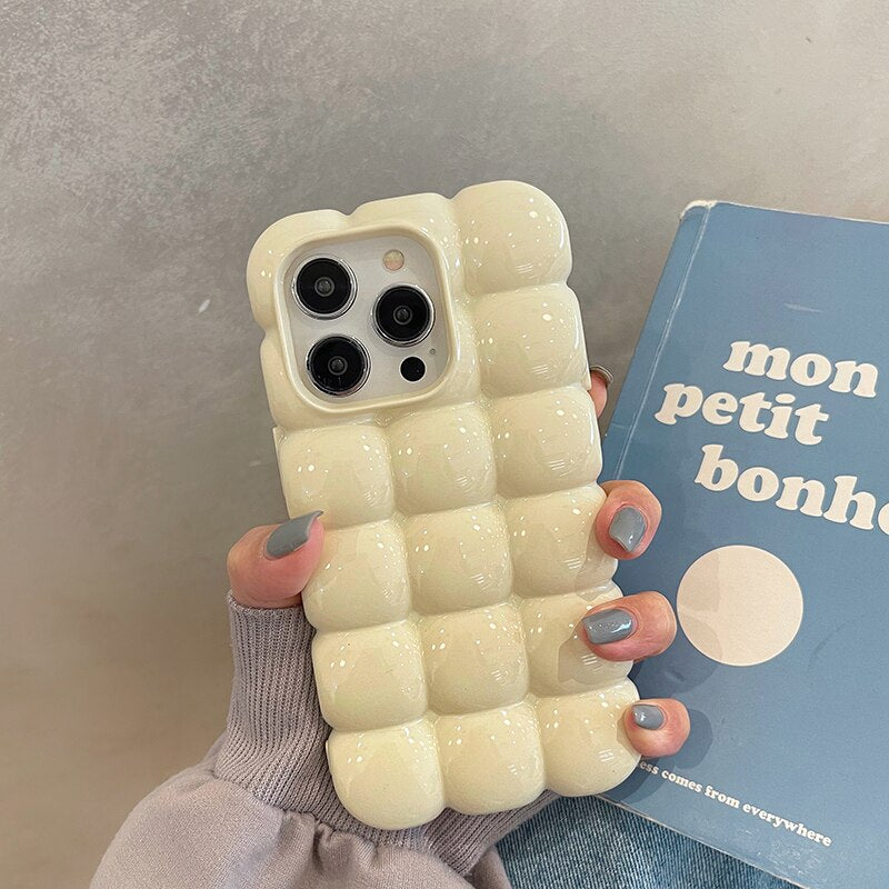 3D Bubble iPhone Case in Cream