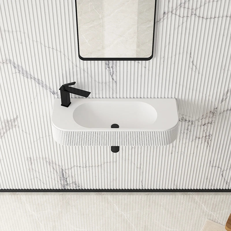 Artificial Stone Wall Sink in White