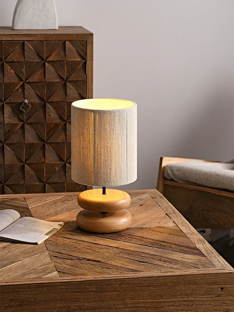 Japanese Style Retro Table Lamp in Light Walnut
