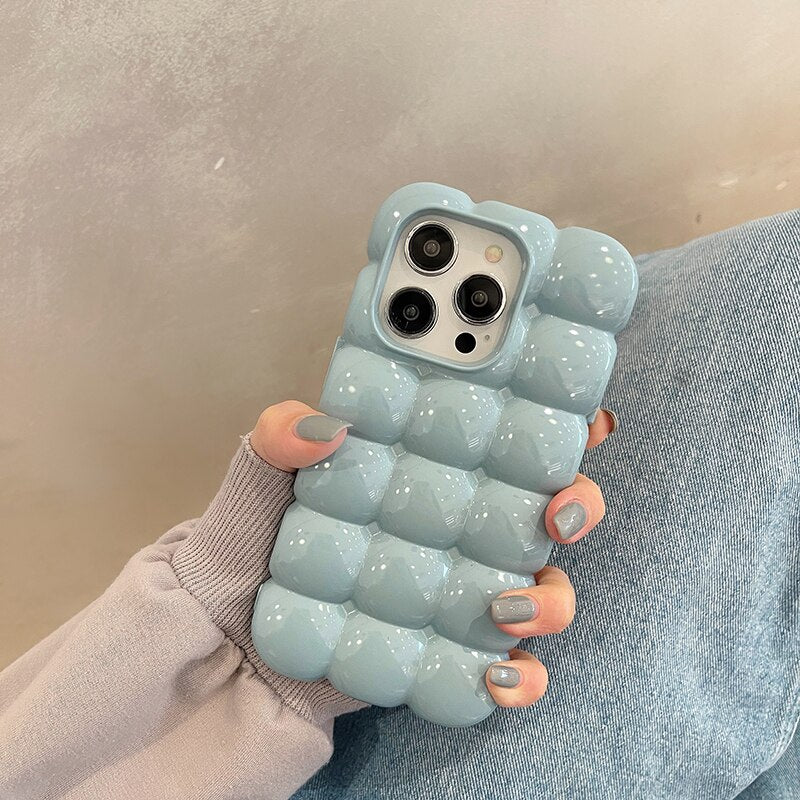 3D Bubble iPhone Case in Blue