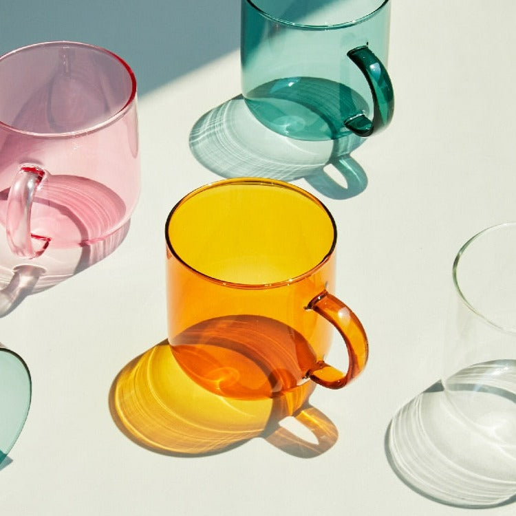 Heat Resistant Colourful Coffee Glasses in Clear