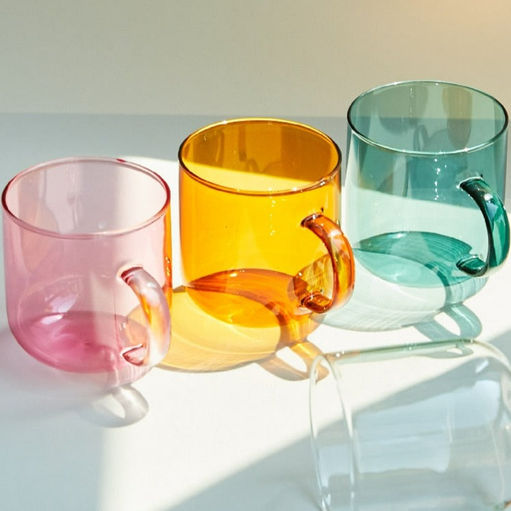 Heat Resistant Colourful Coffee Glasses in Clear
