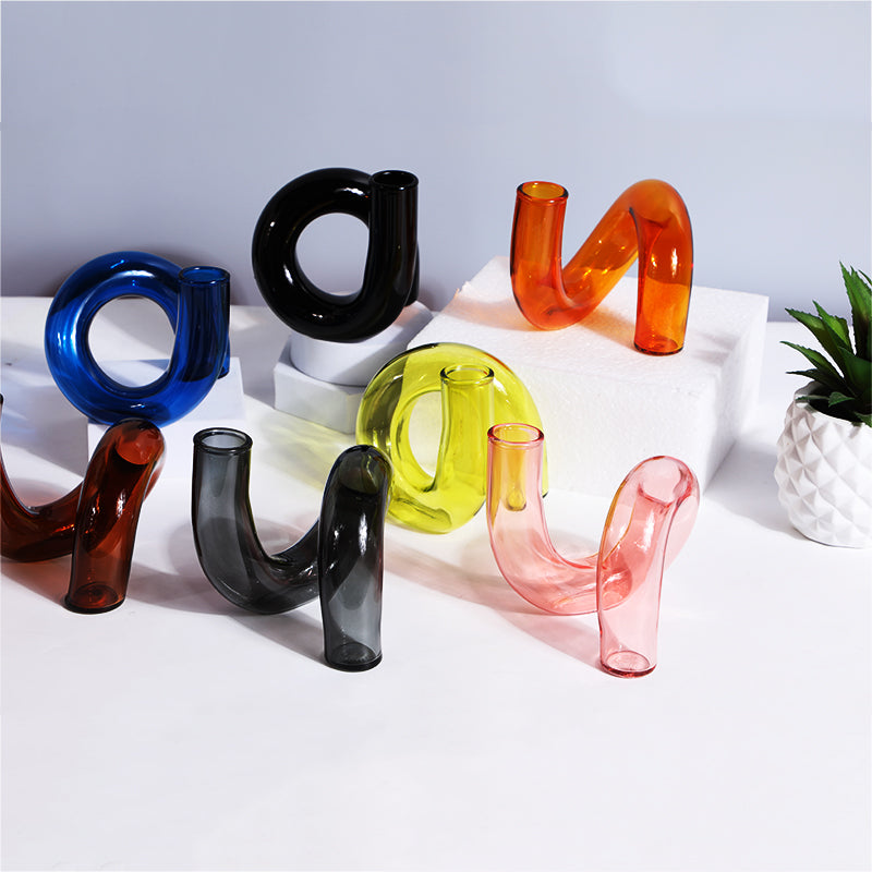 Twisted Glass Candle Holder in Clear