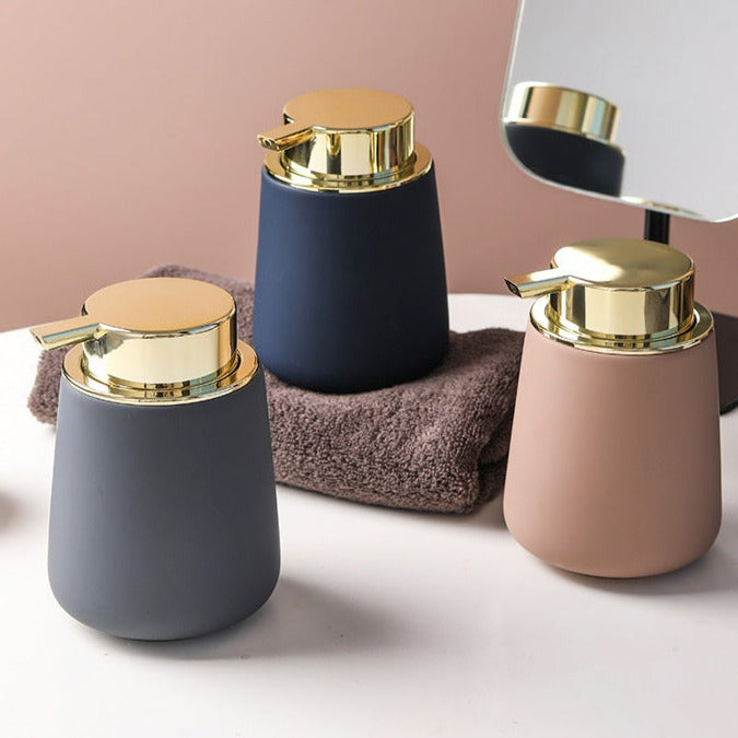 Ceramic Soap Dispenser in Navy / Gold