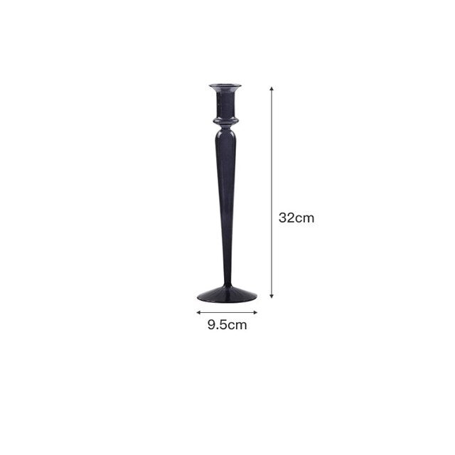 Glass Candle Holder in Black