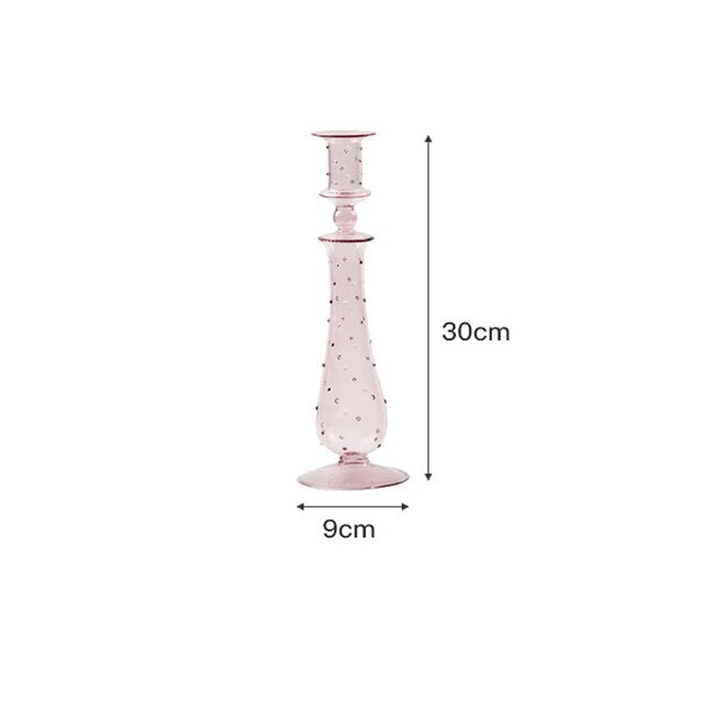Glass Candle Holder in Pink
