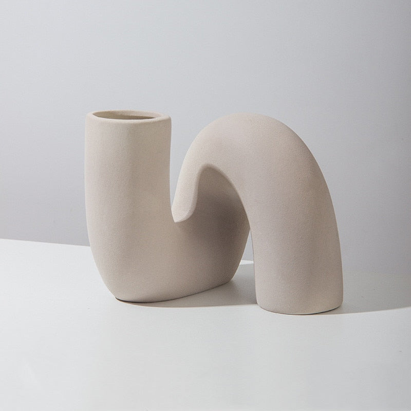 Ceramic Twisted Vase in Natural