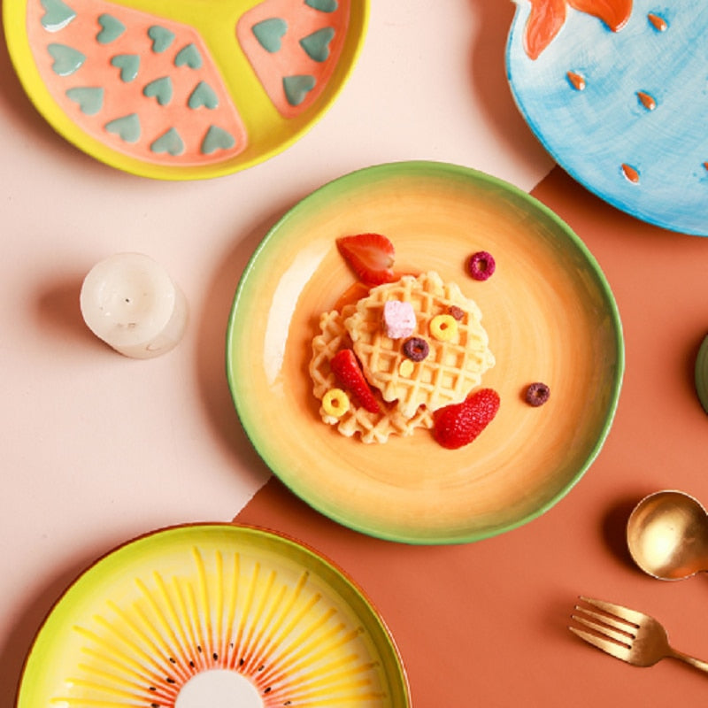 Fruit Shaped Ceramic Plate in Cantaloupe
