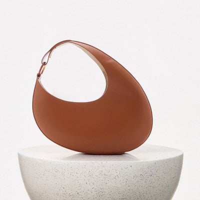 Crescent Shape Shoulder Bag in Light Brown