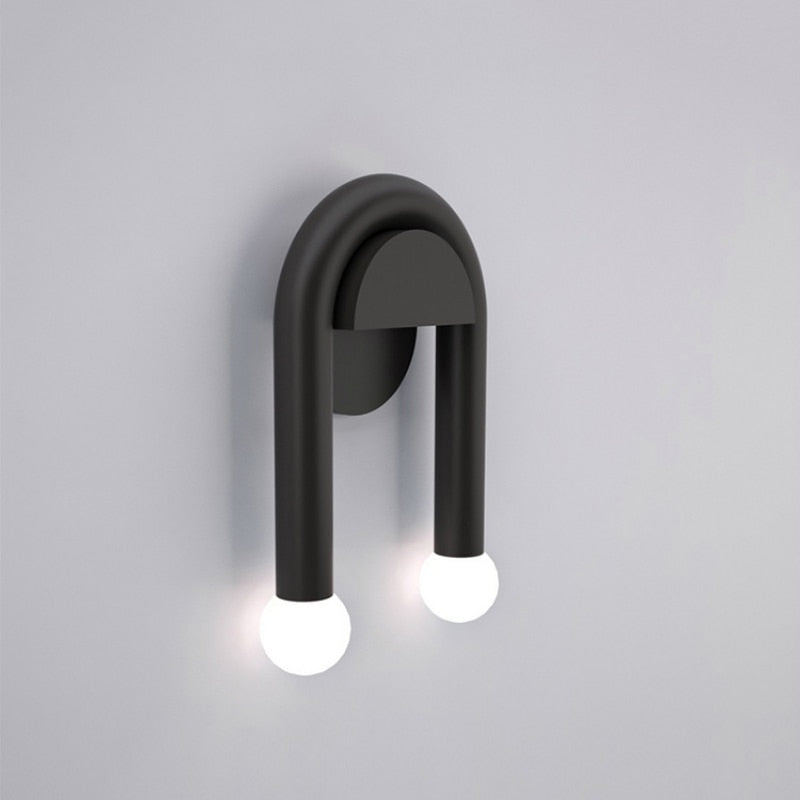 Modern Double Bulb Wall Lamp in Black