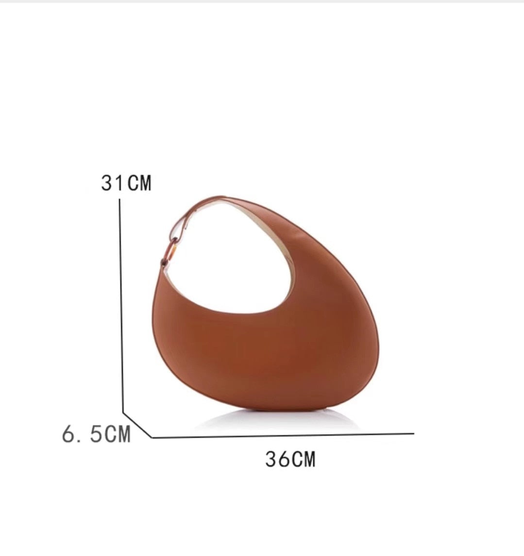 Crescent Shape Shoulder Bag in Light Brown