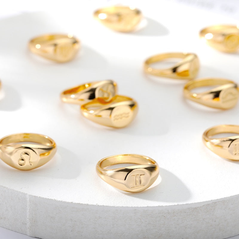 Zodiac Signet Ring in Gemini