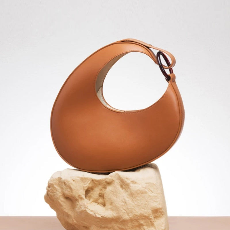 Crescent Shape Shoulder Bag in Light Brown