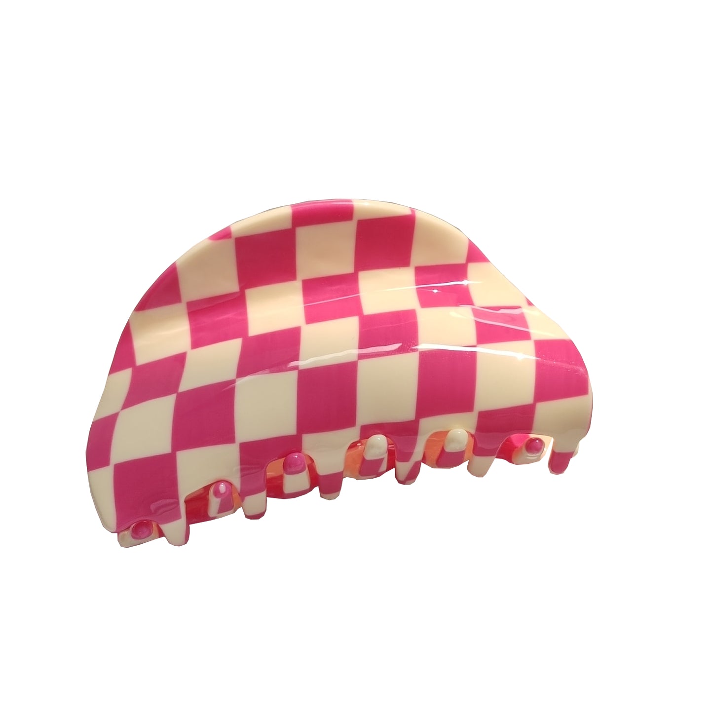 Checkerboard Hair Clip in Pink