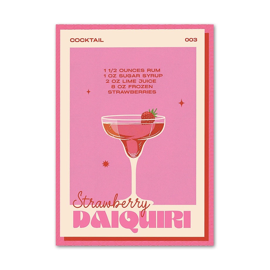 Cocktail Poster in Strawberry Daiquiri