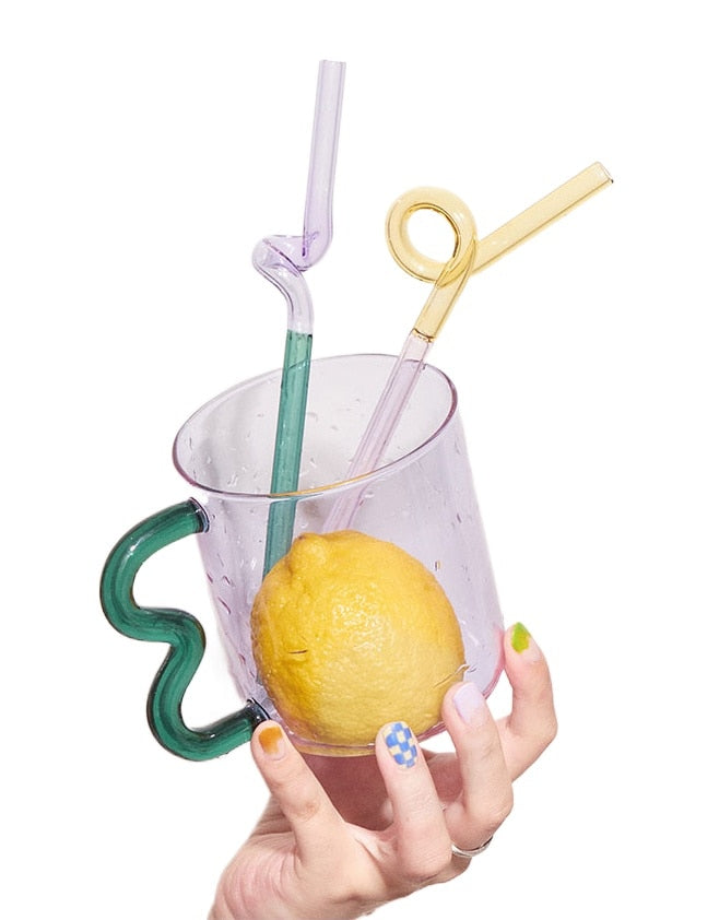 Colourful Glass Mug in Pink / Green