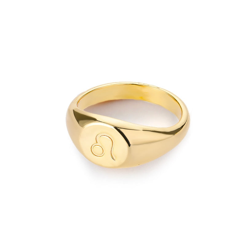 Zodiac Signet Ring in Leo