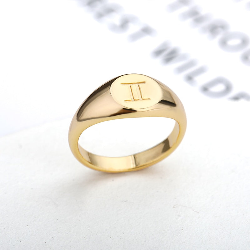 Zodiac Signet Ring in Gemini