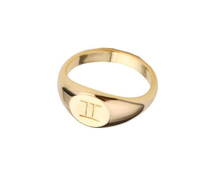 Zodiac Signet Ring in Gemini