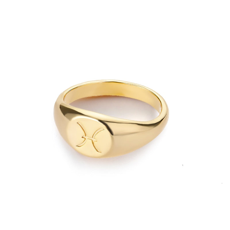 Zodiac Signet Ring in Pisces