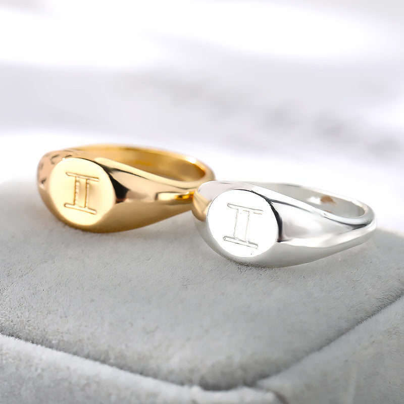 Zodiac Signet Ring in Gemini