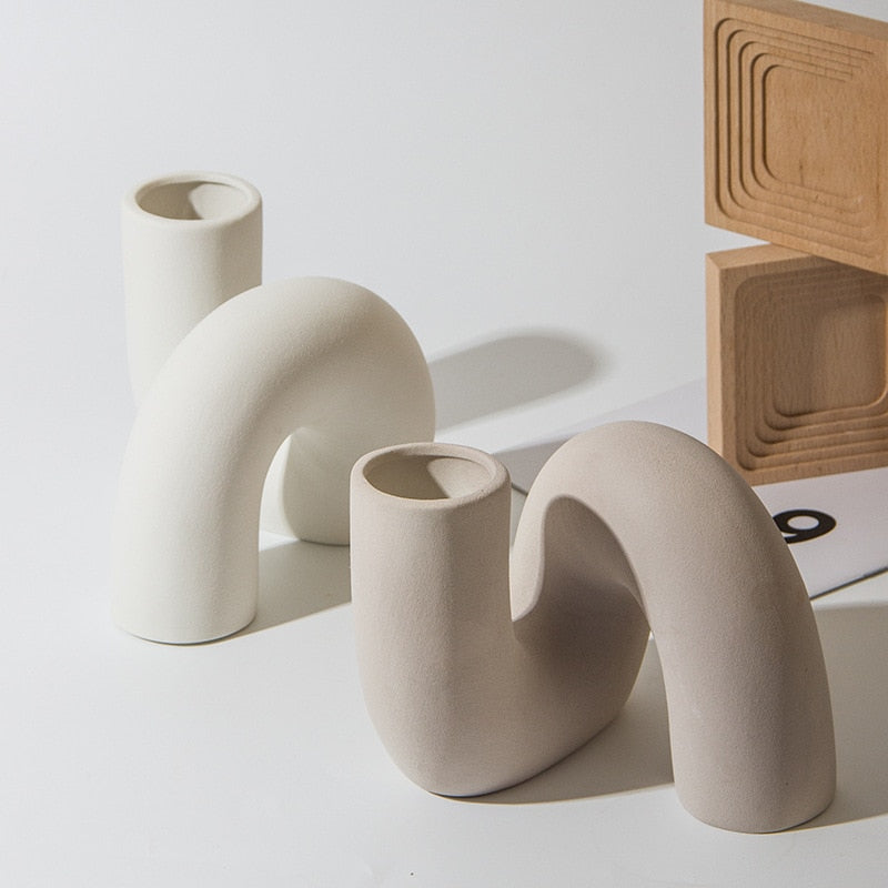 Ceramic Twisted Vase in Natural