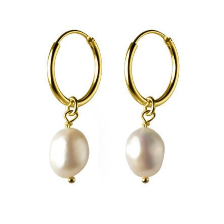 Mini Hoop Pearl Earrings