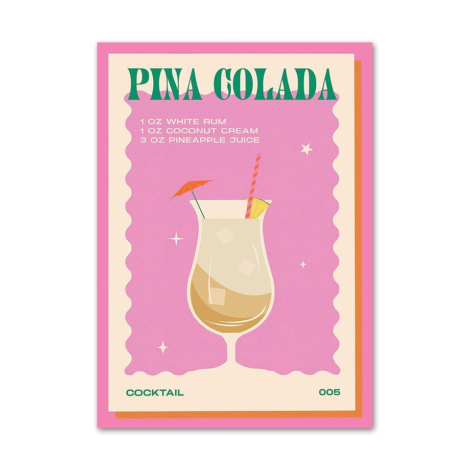 Cocktail Poster in Pina Colada