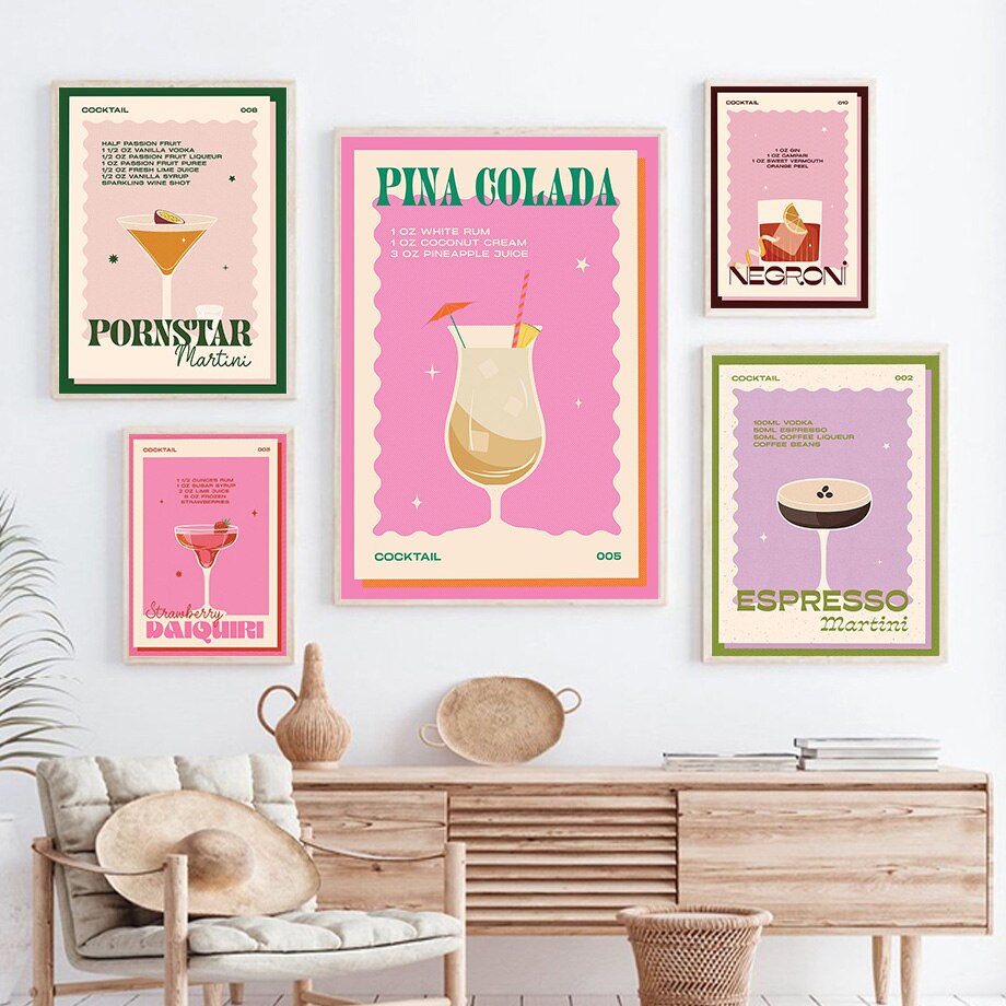Cocktail Poster in Strawberry Daiquiri