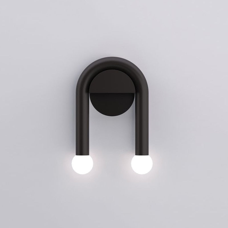 Modern Double Bulb Wall Lamp in Black