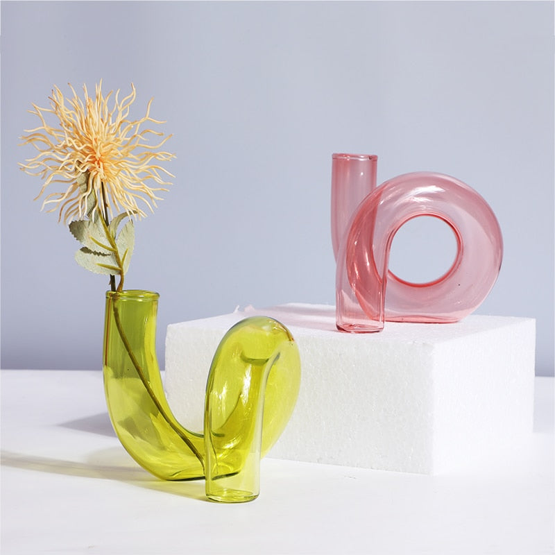 Twisted Glass Candle Holder in Brown
