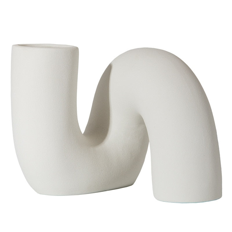 Ceramic Twisted Vase in White