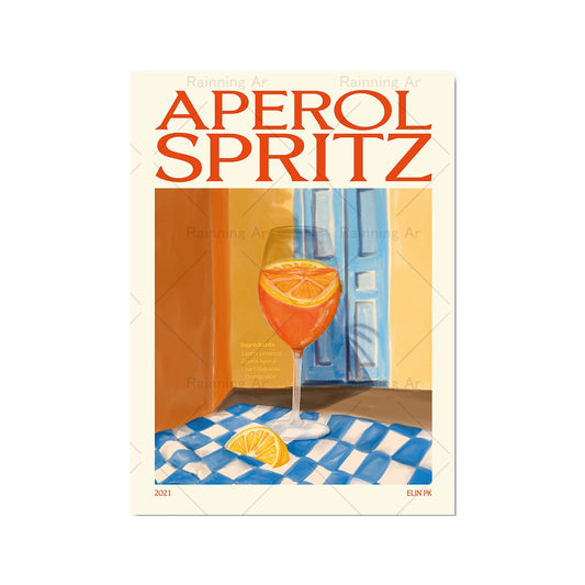 Cocktail Poster in Aperol Spritz