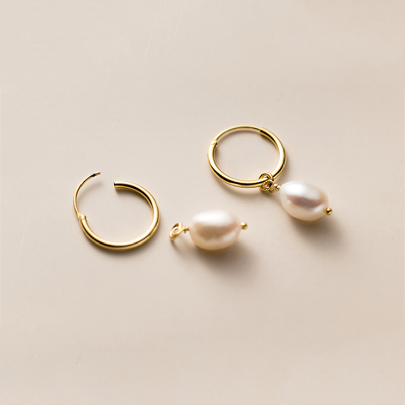 Mini Hoop Pearl Earrings