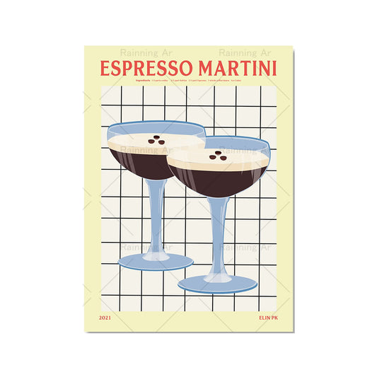 Cocktail Poster in Espresso Martini