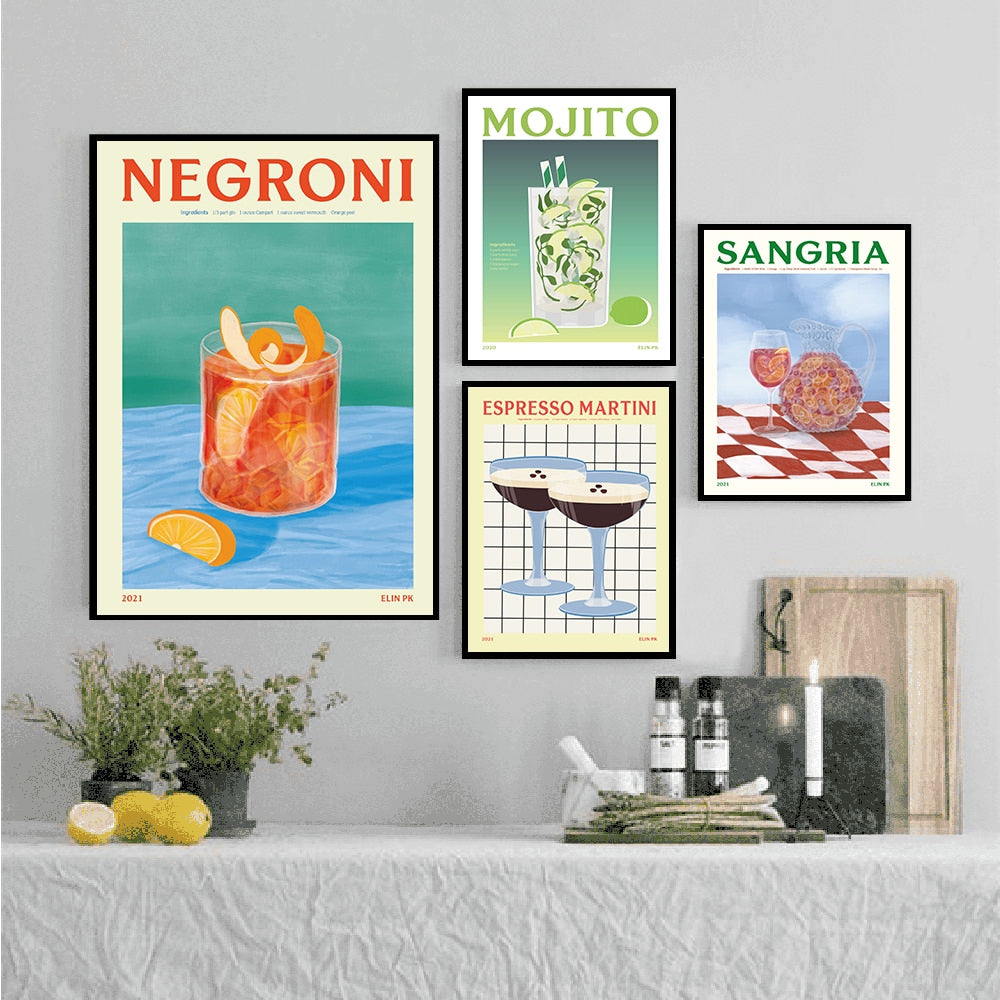 Cocktail Poster in Sangria
