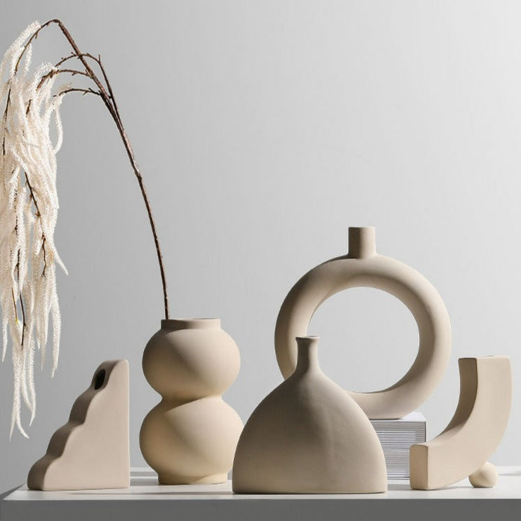 Minimalist Ceramic Vase in Bottle Shape