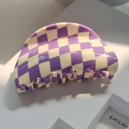 Checkerboard Hair Clip in Purple