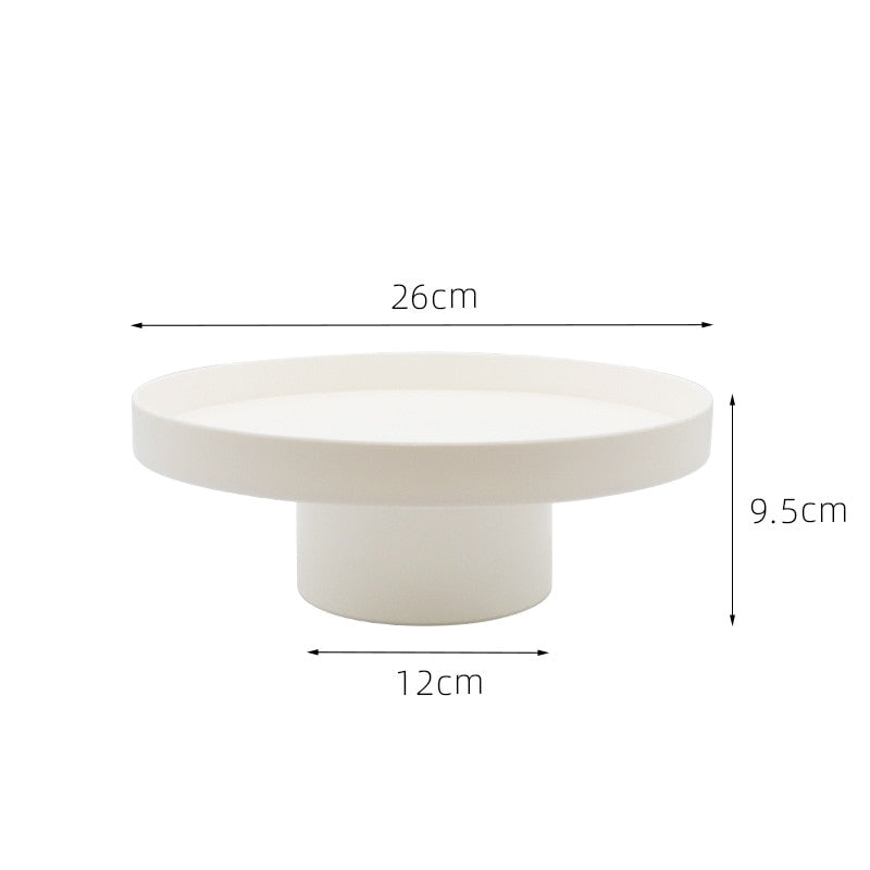 Large Round Stand Tray in White