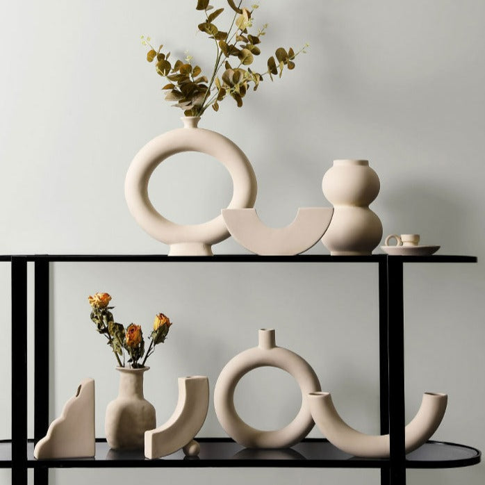 Minimalist Ceramic Vase in Demi Circle