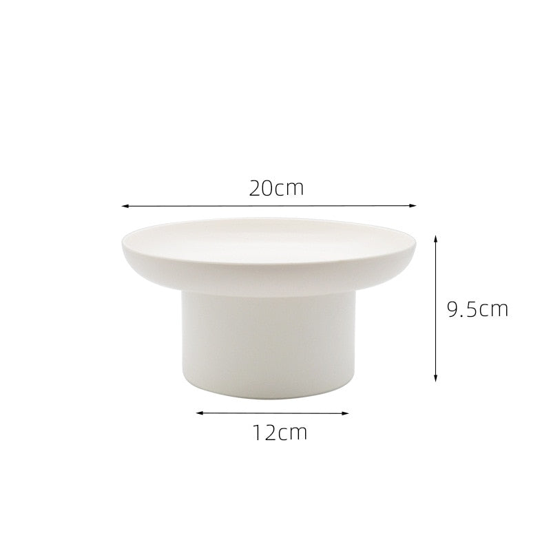 Small Round Stand Tray in White