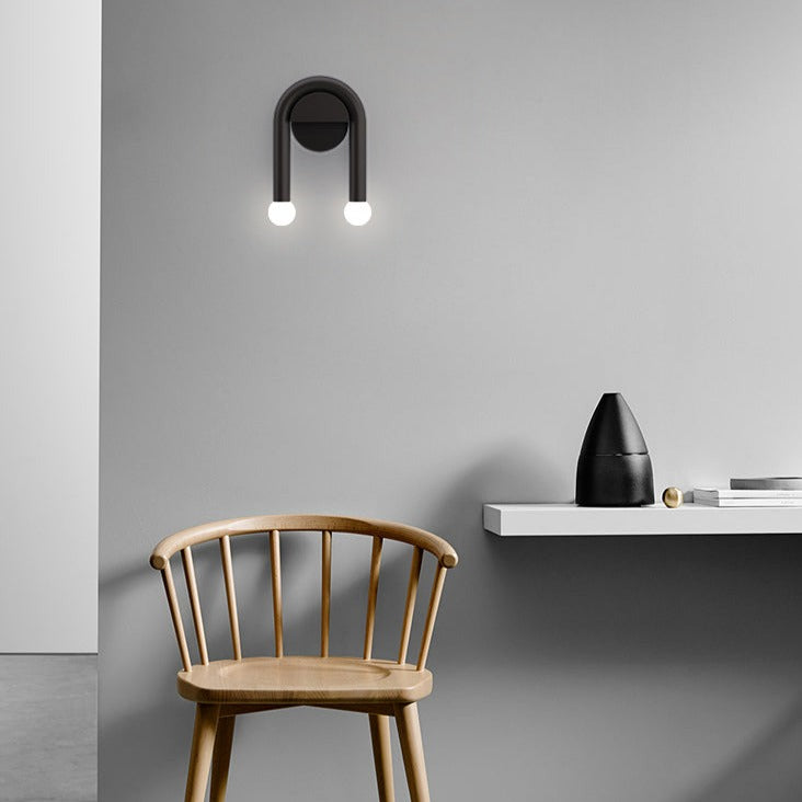 Modern Double Bulb Wall Lamp in Black