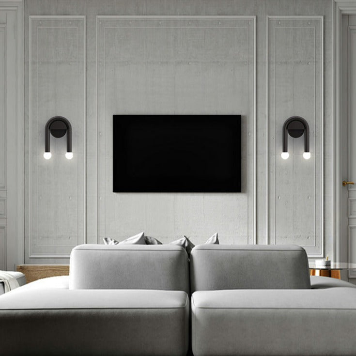 Modern Double Bulb Wall Lamp in Black