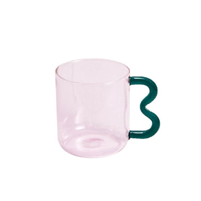 Colourful Glass Mug in Pink / Green