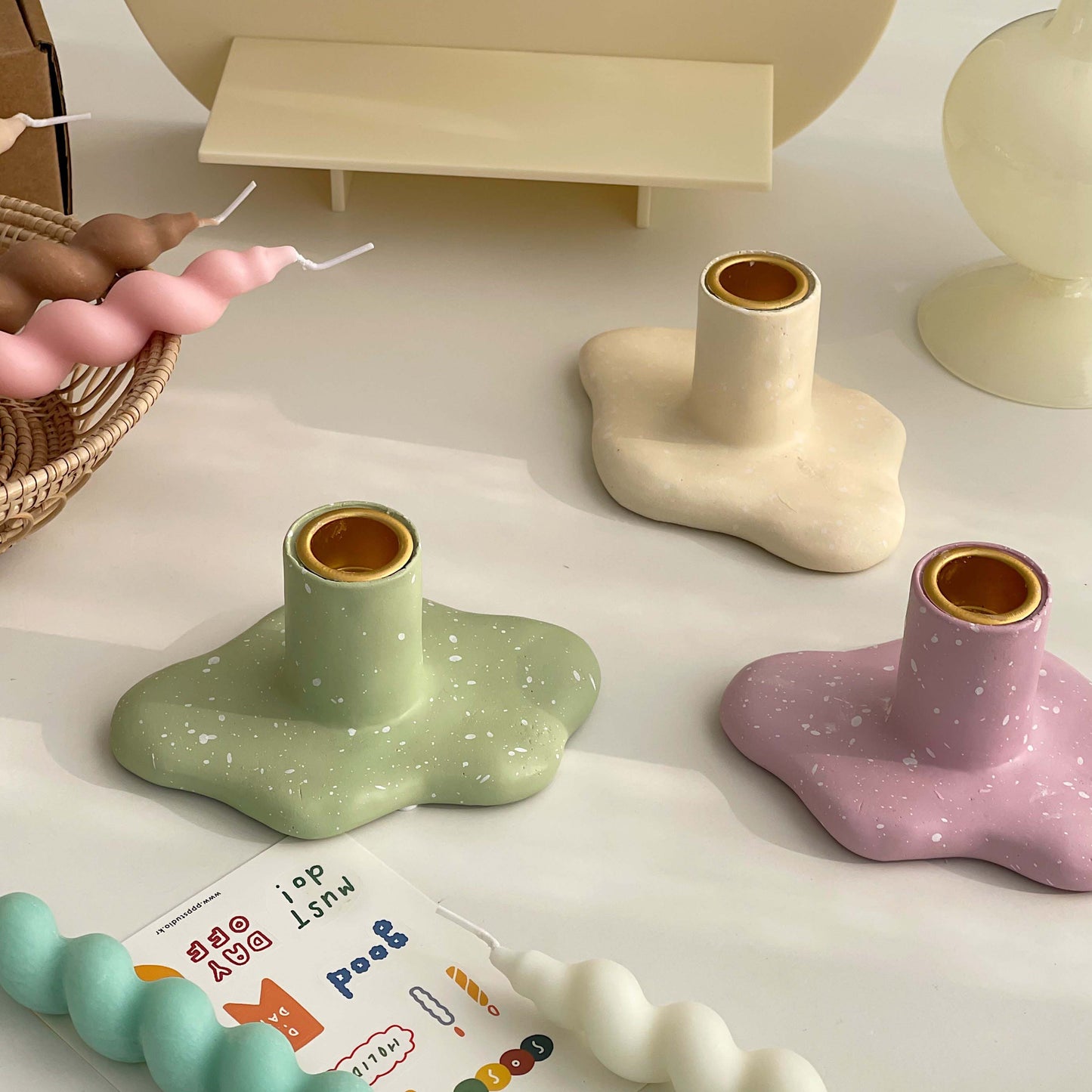 Cloud Shaped Candlestick in Pistachio