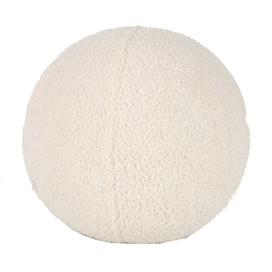 Ball Shaped Plush Cushion in Off White