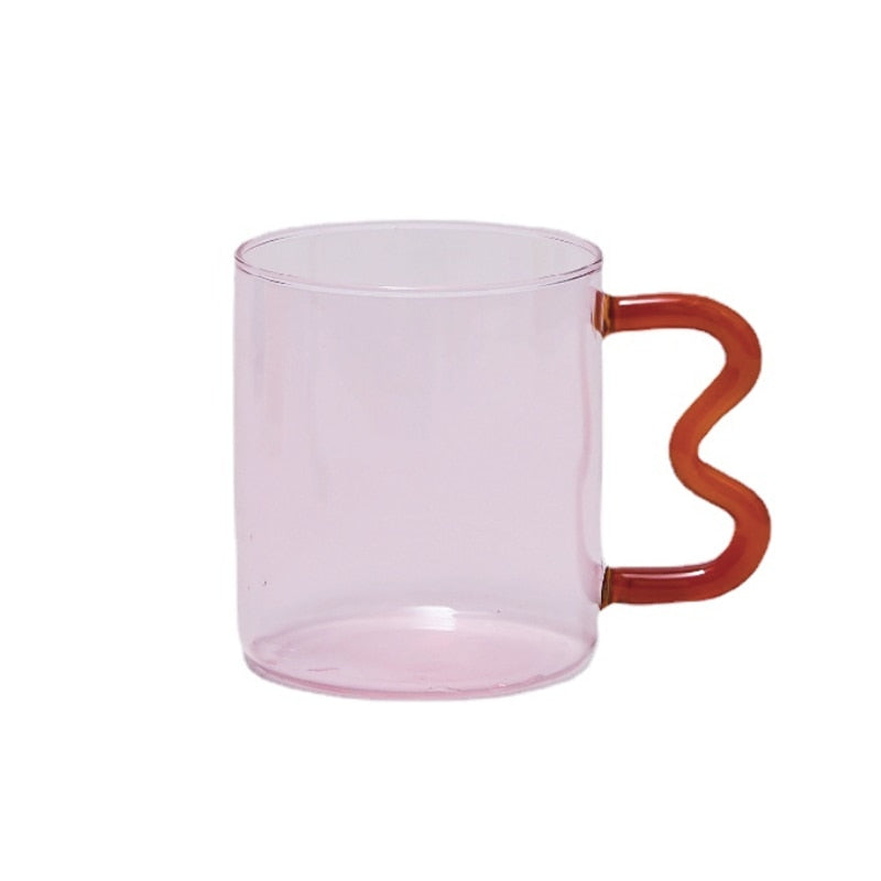 Colourful Glass Mug in Pink / Brown